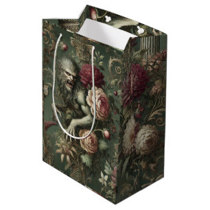 Sac Cadeau Moyen Lycanthropique Verdant - Gothique Floral Design