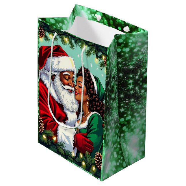 Sac Cadeau Moyen M. et Mme Clause Joyeux Noël  (Devant Angle)