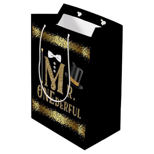 Sac Cadeau Moyen M. Onederful Boys Premier anniversaire (Dos Angle)