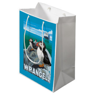 Sac Cadeau Moyen Macareux et bateau de croisière - Wrangell, Alaska