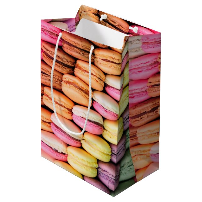 Sac Cadeau Moyen Macarons Colorés (Devant Angle)
