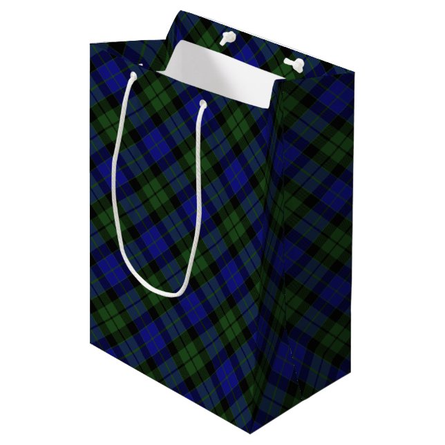 Sac Cadeau Moyen MacKay Green Scottish Clan Tartan Plaid (Devant Angle)