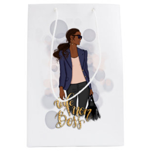 Sac Cadeau Moyen Madame Boss d'Afro-américain du patron   de maman
