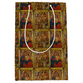 Sac Cadeau Moyen Madone noire éthiopienne et enfant avec saints