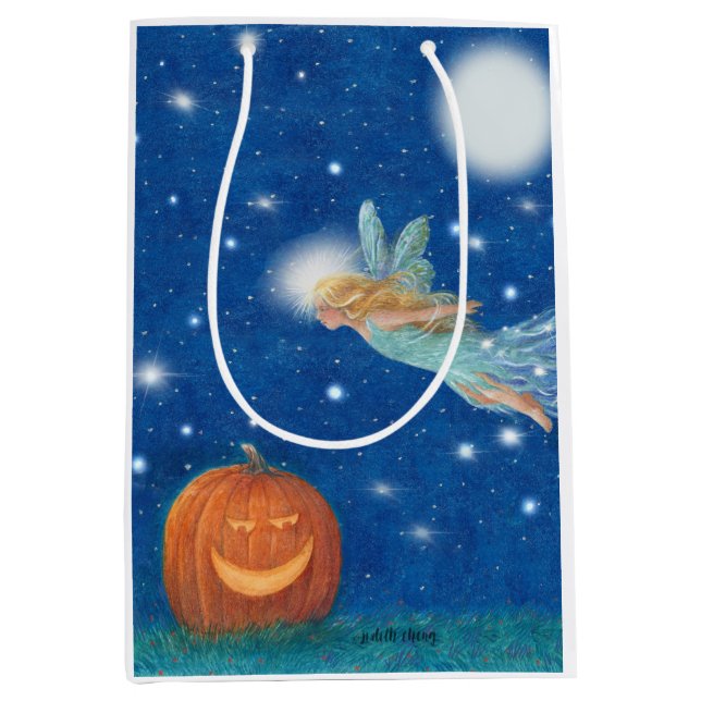 Sac Cadeau Moyen Magical Fairy and Jack O'Lantern Halloween party (Devant)
