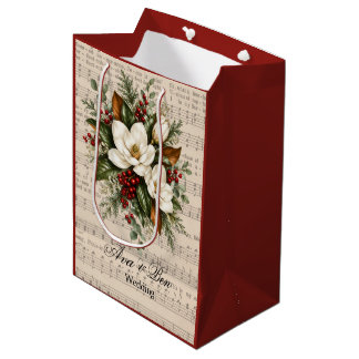 Sac Cadeau Moyen Magnolia & Berries Cantique de Noël Mariage