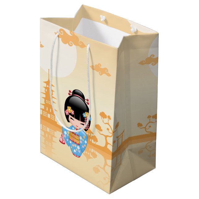 Sac Cadeau Moyen Maiko Kokeshi poupée mignonne japonais Geisha jaun (Dos Angle)
