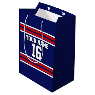 Sac Cadeau Moyen Maillot d'équipe Navy Blue avec bandes rouges et b