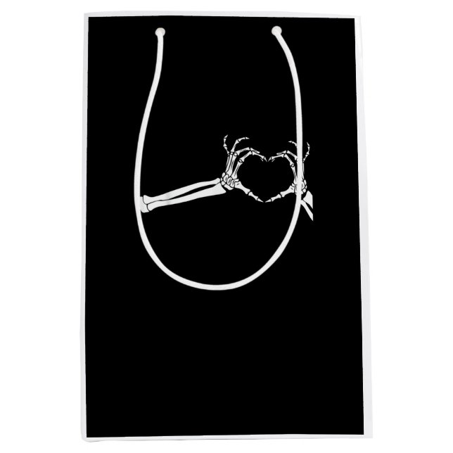 Sac Cadeau Moyen Mains Coeur Squelette Drôle. Halloween Costume pea (Devant)