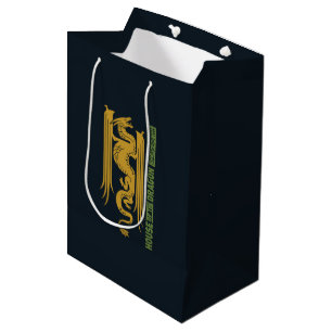 Sac Cadeau Moyen Maison du Dragon Gold & Green Nouvel An 恭 喜 財 發