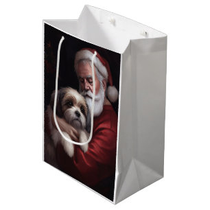 Sac Cadeau Moyen Malti Tzu Avec Noël Festif Du Père Noël