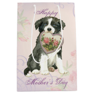 Sac Cadeau Moyen Maman de coeur de border collie
