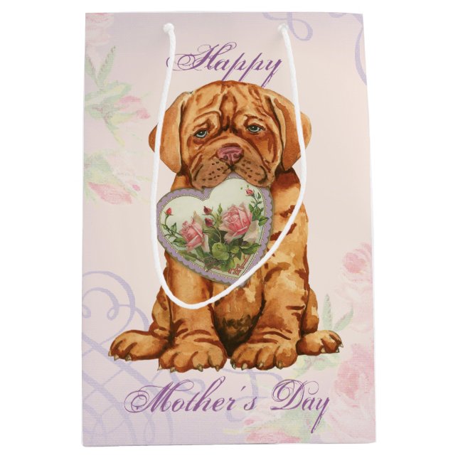 Sac Cadeau Moyen Maman de coeur de Dogue (Devant)
