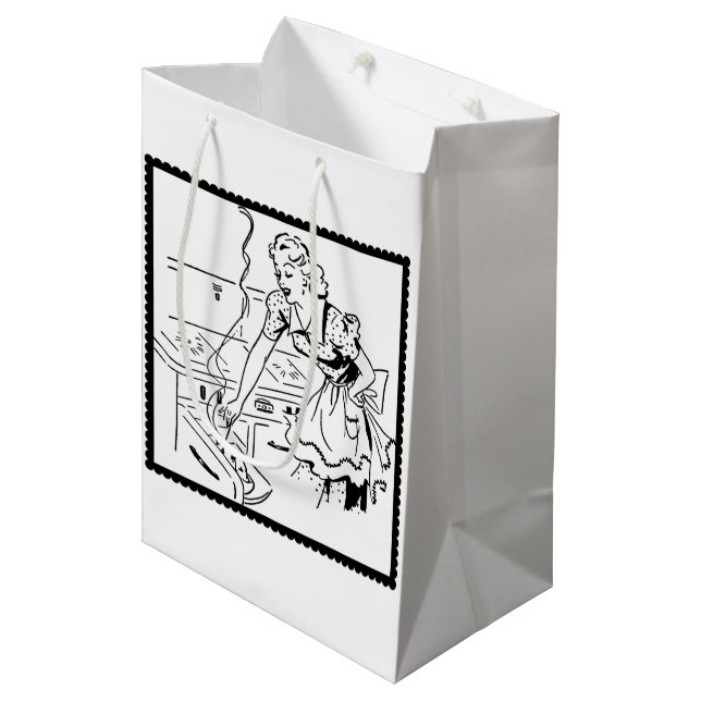 Sac Cadeau Moyen Maman de Cuisine rétro (Devant Angle)