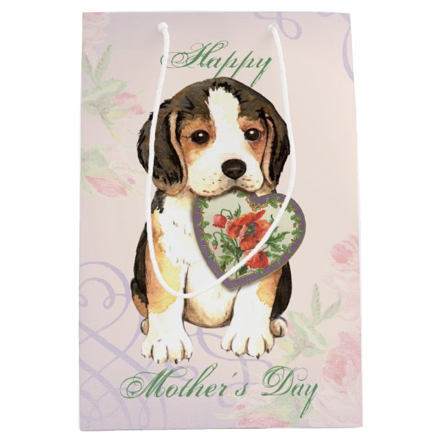 Sac Cadeau Moyen Maman du coeur beagle (Devant)
