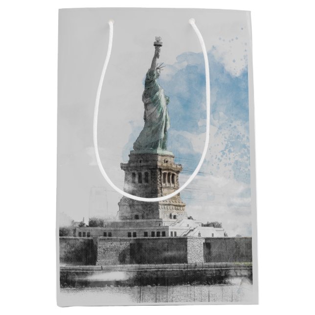 Sac Cadeau Moyen Manhattan Nyc Liberty Statue (Devant)