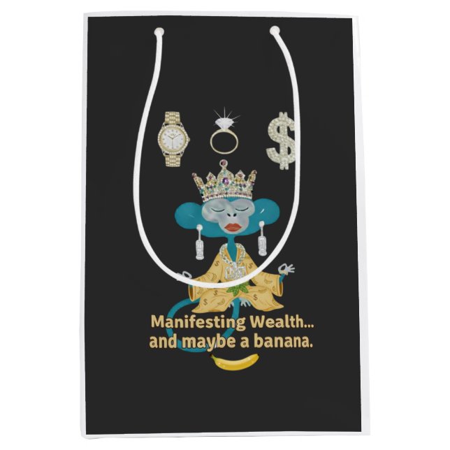 Sac Cadeau Moyen Manifesting Wealth Monkey zen art  (Devant)