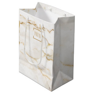 Sac Cadeau Moyen Marbre à Effet Doré Noël Personnalisé