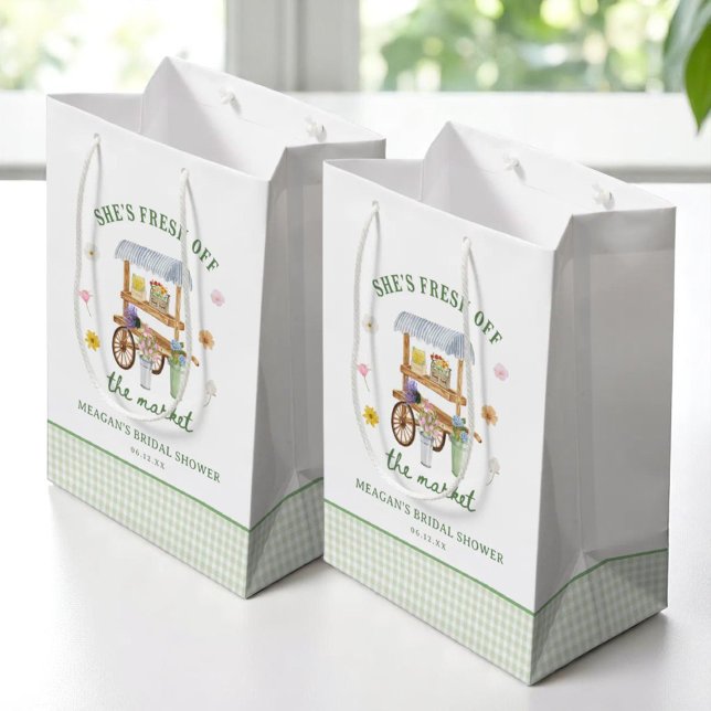 Sac Cadeau Moyen Marché aux fleurs Frais débarqué Baby Shower de ma (Créateur téléchargé)