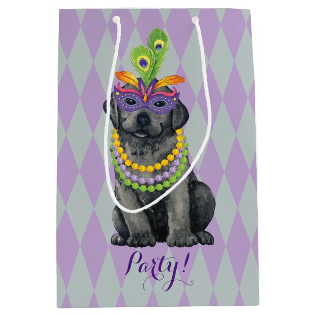 Sac Cadeau Moyen Mardi Gras Black Lab (Devant)