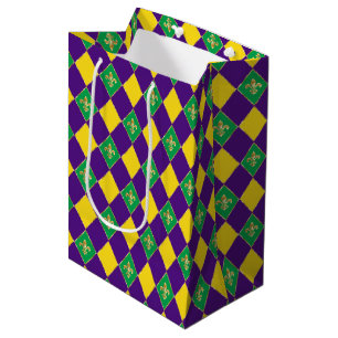 Sac Cadeau Moyen Mardi Gras Carnaval Fleur de Lis Diamond Décor