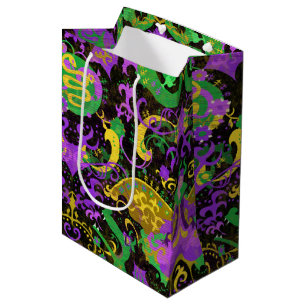 Sac Cadeau Moyen Mardi Gras Couleurs Damask Dragon, Papillon, Serpe