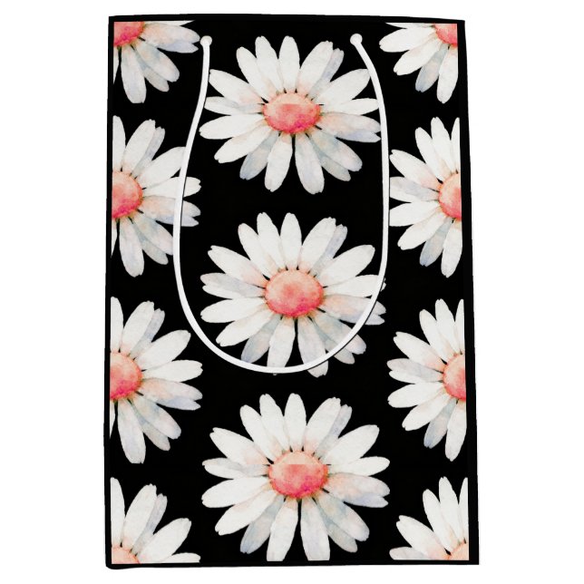 Sac Cadeau Moyen Marguerites à points rouges (Devant)