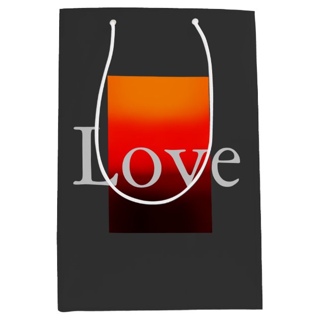 Sac Cadeau Moyen Mariage Amour Rouge Gris Contemporain (Devant)