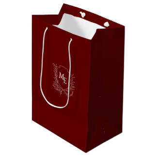 Sac Cadeau Moyen Mariage au monogramme de la crête botanique de Bou