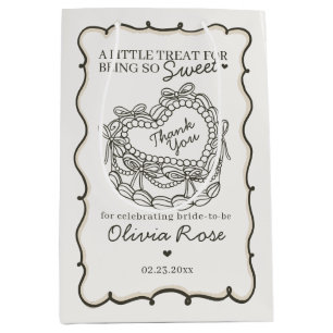 Sac Cadeau Moyen Mariage Beige Retro Coquette Gâteau à thème coeur 