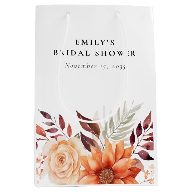 Sac Cadeau Moyen Mariage Bohème Fleurs d'Automne (Devant)