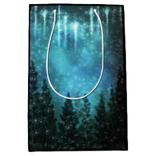 Sac Cadeau Moyen Mariage campagnard rustique de pins de lumières