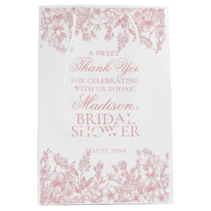 Sac Cadeau Moyen Mariage Champêtre Rose Chinoiserie Vintage