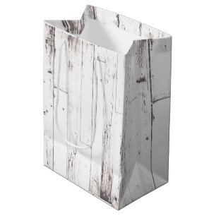 Sac Cadeau Moyen Mariage Champêtre Shabby Chic Bois Blanc Rustique