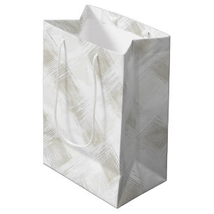 Sac Cadeau Moyen Mariage Chic Crème Rayures Blanches