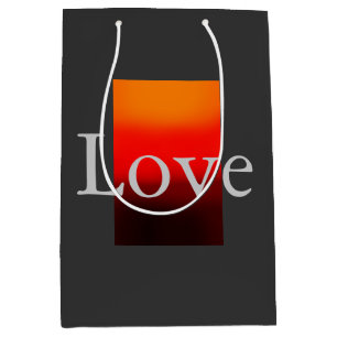 Sac Cadeau Moyen Mariage d'amour gris-rouge contemporain