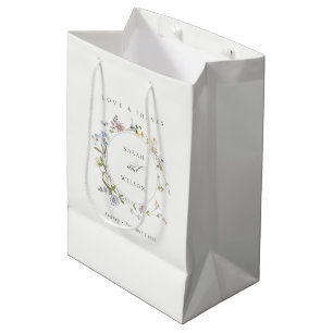 Sac Cadeau Moyen Mariage d'aquarelle de fleurs de prairie mûre