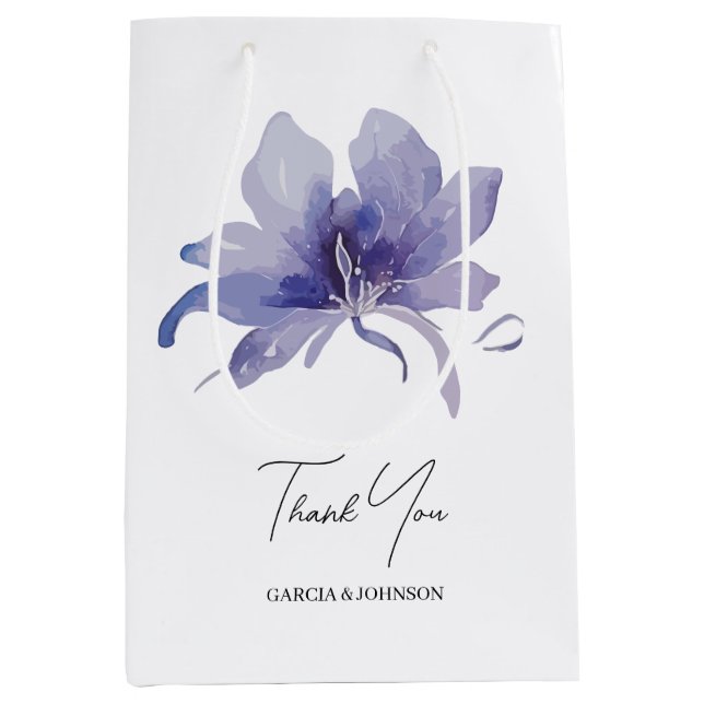 Sac Cadeau Moyen Mariage d'aquarelle Iris violet (Devant)