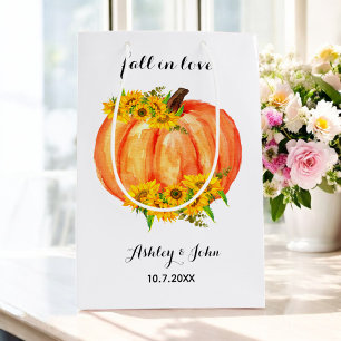 Sac Cadeau Moyen Mariage d'automne Fleur orange Citrouille