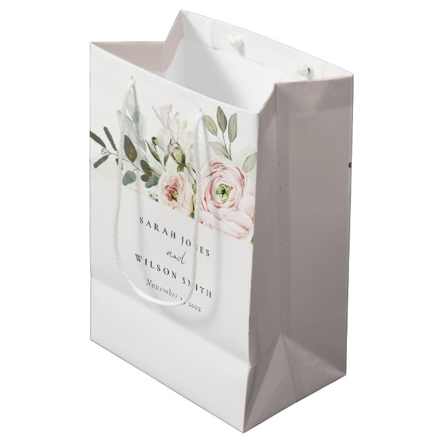 Sac Cadeau Moyen Mariage de feuillage Eucalyptus Pink (Devant Angle)
