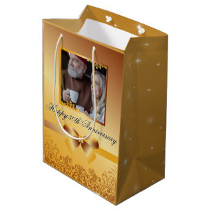 Sac Cadeau Moyen Mariage d'or 50e anniversaire personnalisable