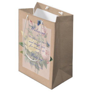 Sac Cadeau Moyen Mariage du jardin papillon Rose anglais