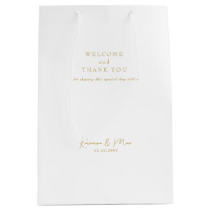 Sac Cadeau Moyen Mariage Favor Merci d'accueil Gold Texte
