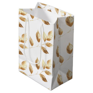 Sac Cadeau Moyen Mariage Feuille Chic Gold