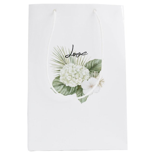Sac Cadeau Moyen Mariage Floral d'Hydrangea de Plage Tropical Aloha (Devant)
