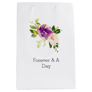 Sac Cadeau Moyen Mariage floral rose de Bourgogne