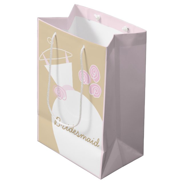 Sac Cadeau Moyen Mariage Gown rose beige Bridesmaid rose moyen (Devant Angle)