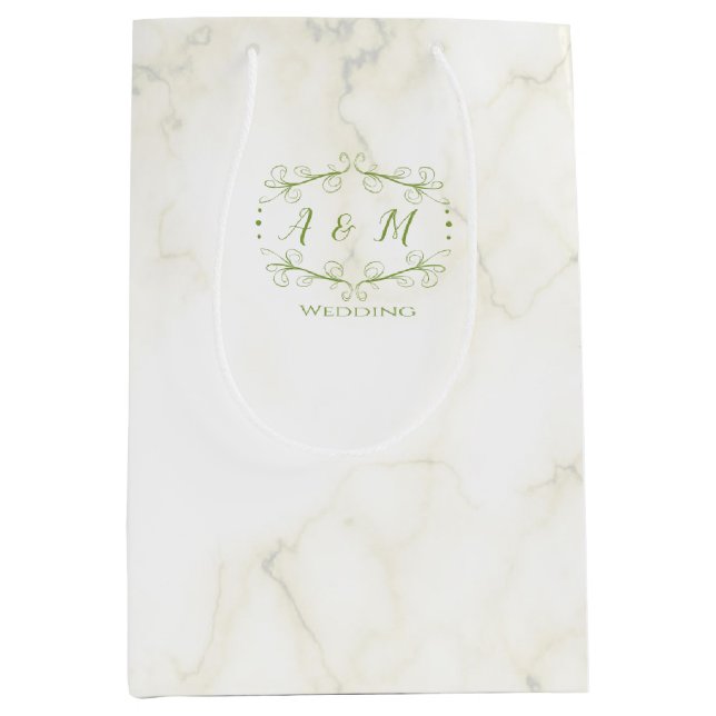 Sac Cadeau Moyen Mariage Green Chic (Devant)