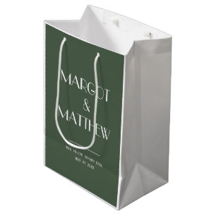 Sac Cadeau Moyen Mariage minimaliste scandinave vert mousse foncé