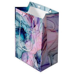 Sac Cadeau Moyen Mariage Moderne Glamour Rose Violet Turquoise Éthé